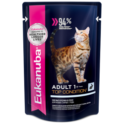 Eukanuba Adult Top Condition влажный рацион с кроликом в соусе для взрослых кошек, 85г