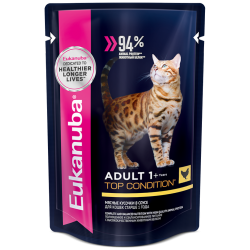 Eukanuba Adult Top Condition влажный рацион из курицы в соусе для взрослых кошек, 85г