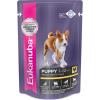 Eukanuba Puppy All Breed влажный рацион из курицы в соусе для щенков,85 г