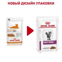 Royal Canin Early Renal Feline Корм консервированный диетический для взрослых кошек при ранней стадии почечной недостаточности, соус 0,085кг